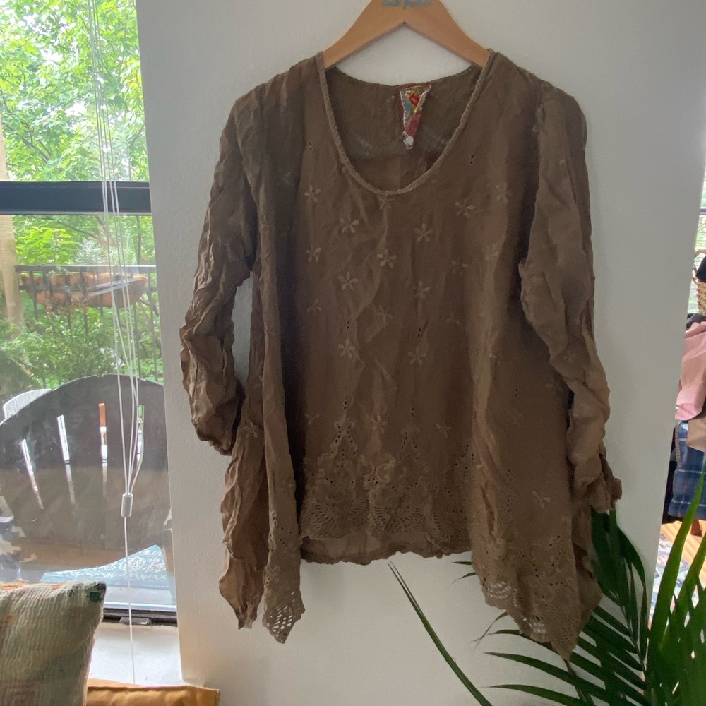 JOHNNY WAS KHAKI GREEN TUNIC